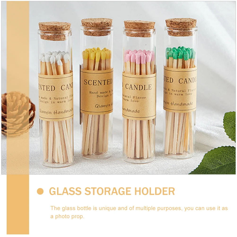20 Pcs Match Bottle Transparent Matches Holder Clear Water Cork Specimen Storage Laboratory Sample Glass Display Test Tubes 2