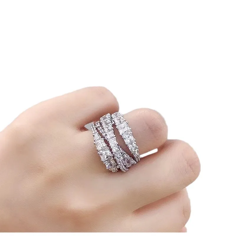 خاتم نحاسي من الزركون للرجال والنساء لامع إكسسوار...