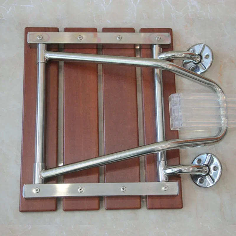 YUSUN Hot Sale Wood Wall Mounted Shower Seat Folding For Bathroom 4