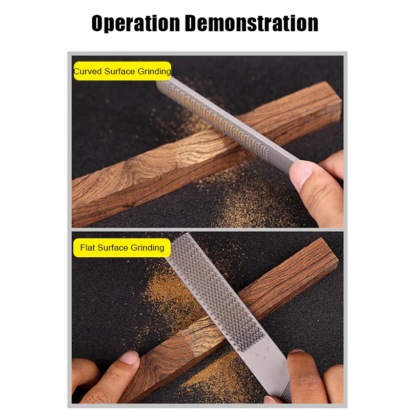 1Pc 4 IN 1 Wood Carving Files Rasp Wooden Rotating Burrs File Double-cut Alloy Square Flat Half Round Filling Needle Woodworking