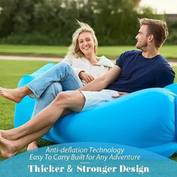 Portable PVC Inflatable Sofa Quick Inflation for Camping Beach Backyard Folding Outdoor Lounger Furniture Lazy Sofa 1