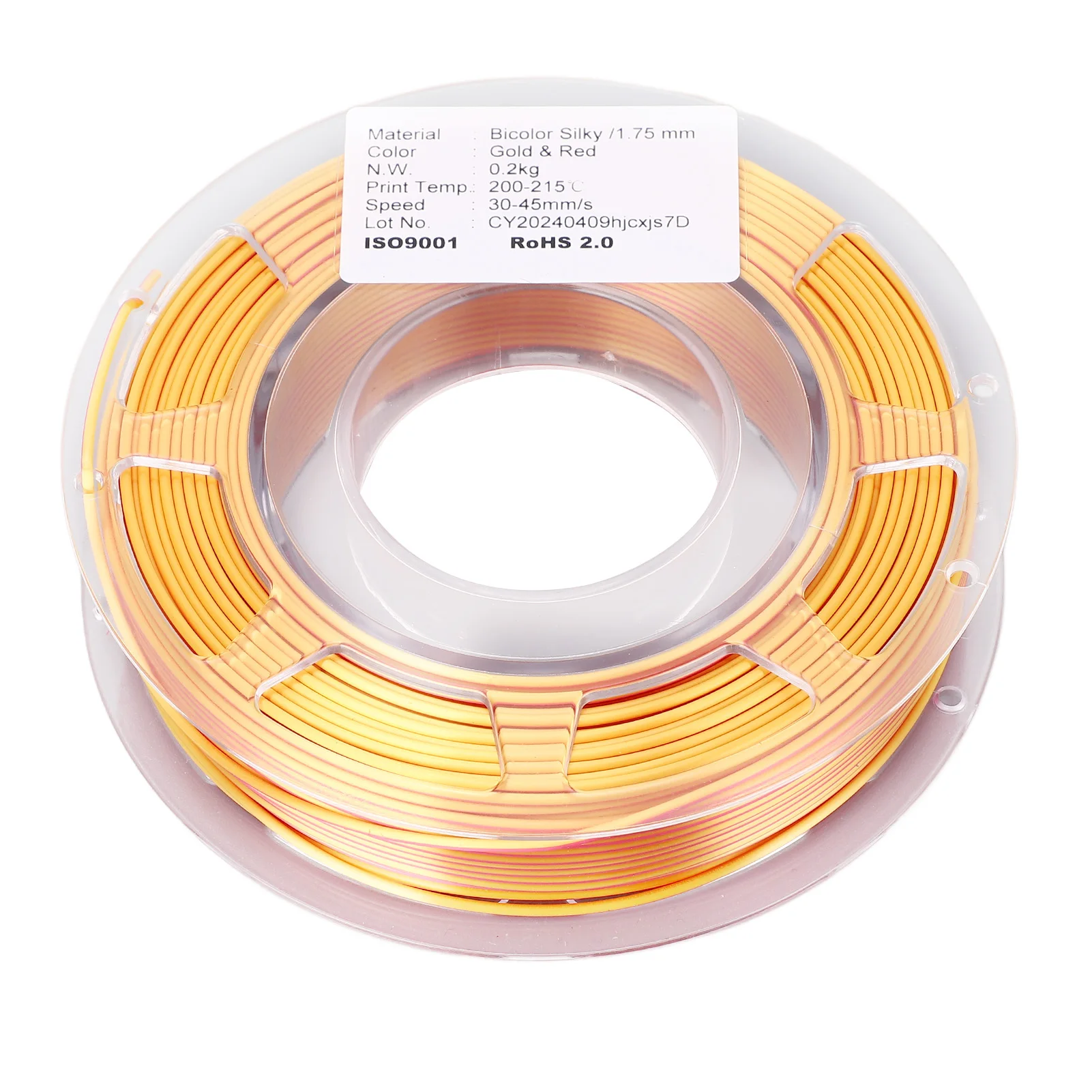 【Sale】1.75mm PLA Filament Bundle Gold Red Dual Color Coextrusion Filament 3D Printing Consumable 200g 30‑45mm/s