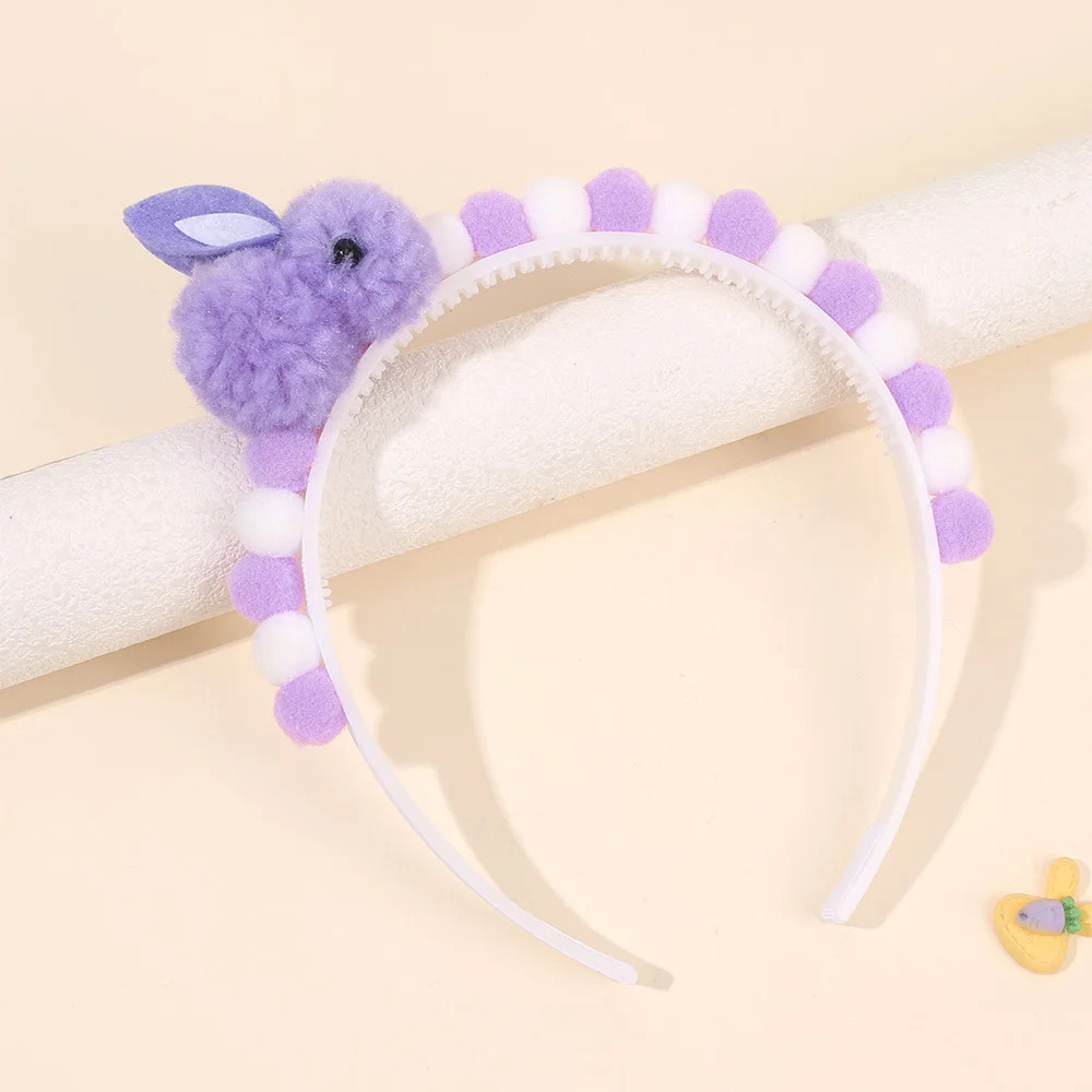 2Pcs Rabbit Fur Ball Headband Cute Rainbow Cartoon Unicorn Bow Hair Bands For Girls Children Kids Diadem Headdress Accessories