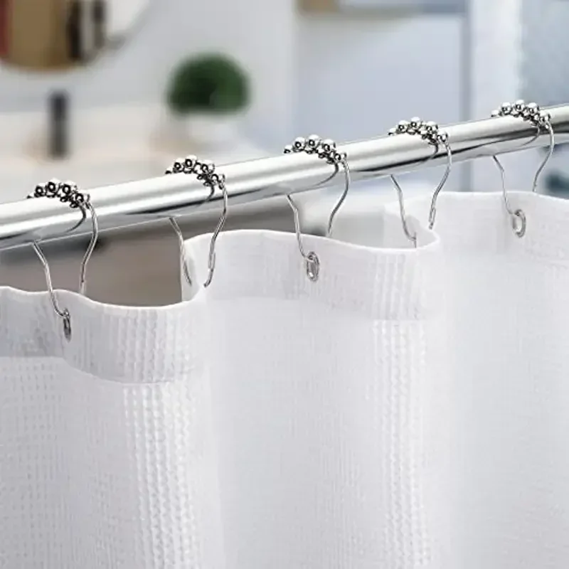 12 Pcs Rust-Proof Stainless Steel Shower Curtain Hooks for Bathroom Rods