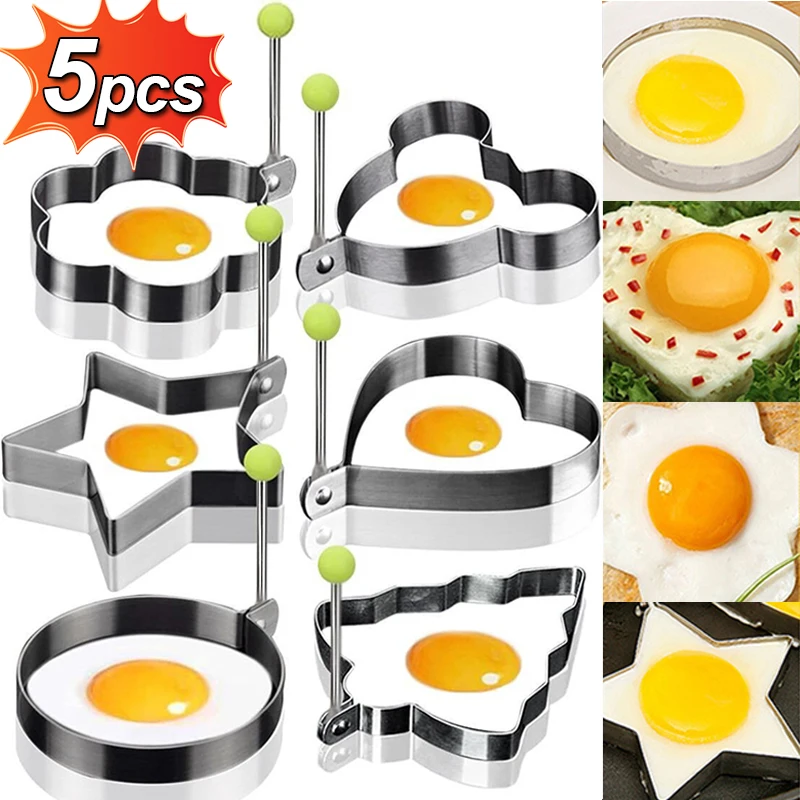 

Stainless Steel Fried Egg Mold Heart Round Omelette Mould Frying Eggs Molds Pancake Shaper Cooking Tools Kitchen Gadgets Rings