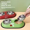 Stainless steel double bowl cartoon cat bowl anti-knock dog food basin drinking water feeder removable pet supplies 4