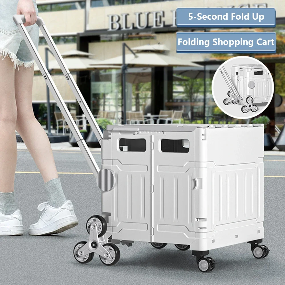 Folding Shopping Cart Carrier Market Mat Box Cart Lightweight Brush Hand For Climbing Stairs Household Hand Pull