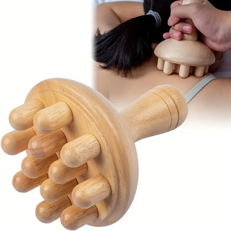 Mushroom Wood Therapy Tool For Anti Cellulite Wood Massage Tool Gua Sha Set Head Neck Massager Scalp Body scalp massager