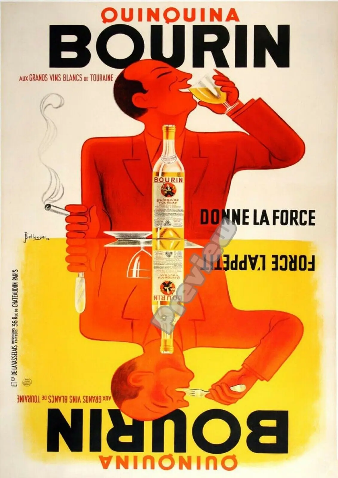 

Vintage French Bourin Liquor 1936 Classic Poster Wall Art Home Stickers Painting Room Decor