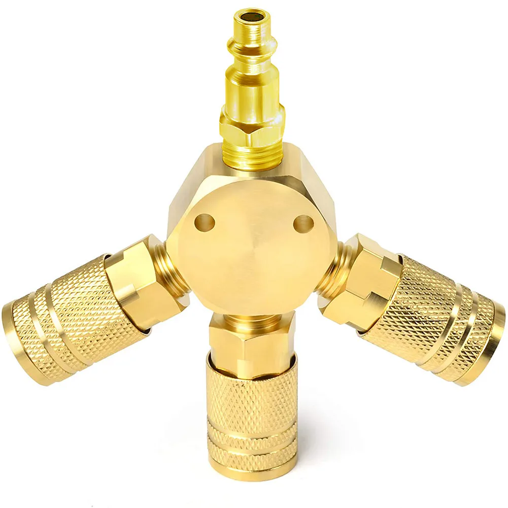 

3 WAY Quick Coupler 1/4 NPT Connector Air Hose Pneumatic Tools America Style Connector Joint Copper Coupler Adapter Fast Ship