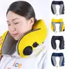 New U-shaped Travel Neck Pillow Elastic Fabric Foldable Inflatable Pillow Press Type Neck Support Cushion Airplane Pillow 1