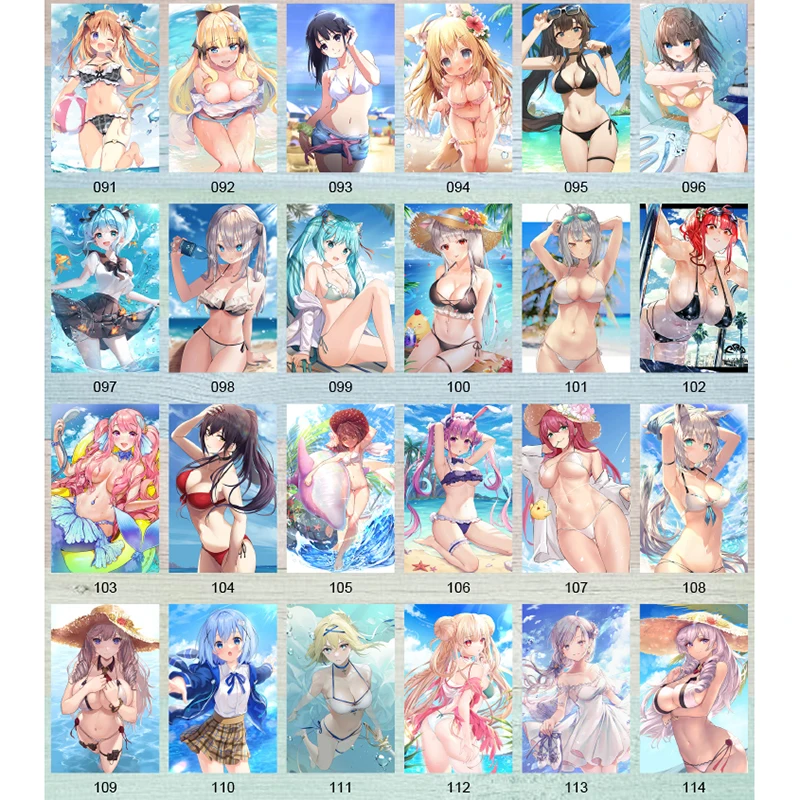 

10Pcs Sexy Swimsuit Cartoon Kawaii Cute Two-Dimensional Sticker Meal Card Bus Card Sticker Collect Gift