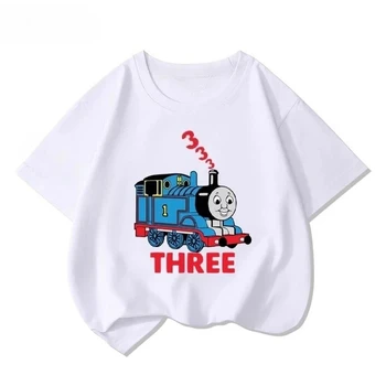 Thomas Train Fun Cartoon Printed New Boys and Girls Summer Cotton Fashion Comfortable T-shirt 1