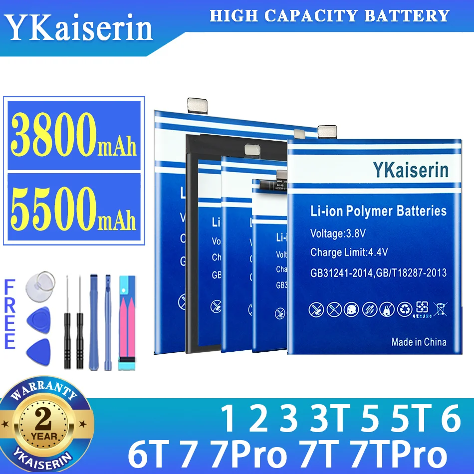 Фото Аккумулятор ykaisin для OnePlus 1 2 3 3T 5 5T 6 6T 7 7Pro 7T 7tpro для OnePlus 1 + 1/2/3/3T/5/5T/6/6T/7/7Pro/7T/7tpro для OnePlus1 №1