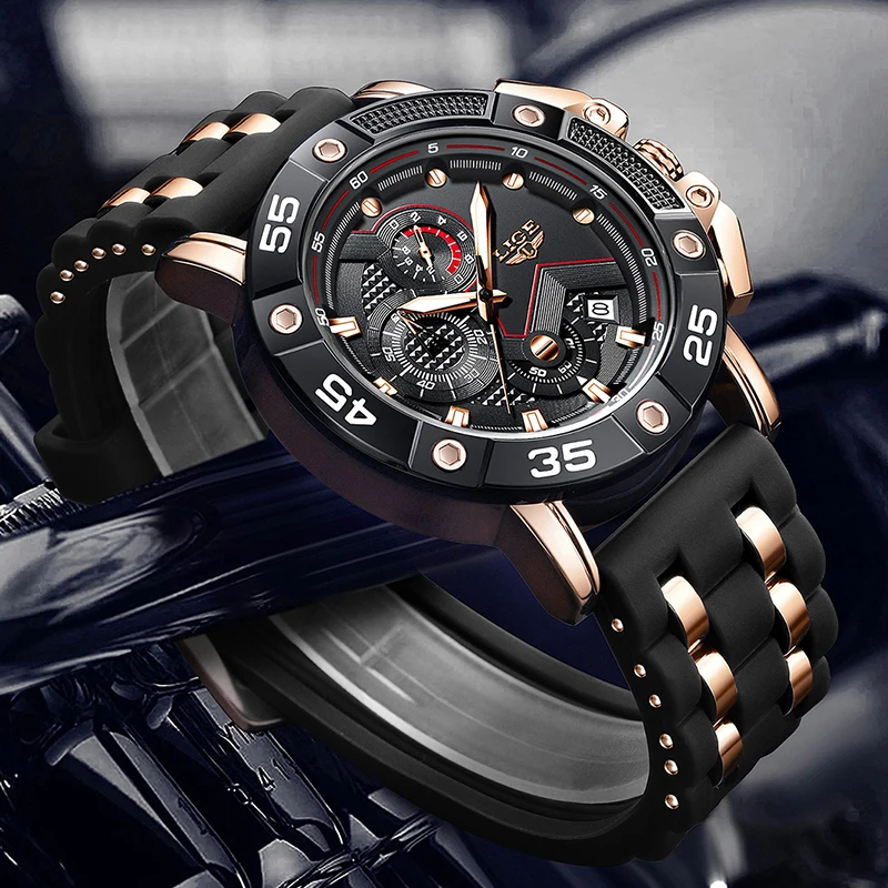 LIGE New Mens Watches Fashion Business Watch Men Military Waterproof Big Dial Watch For Men Quartz Chronograph Male Reloj Hombre