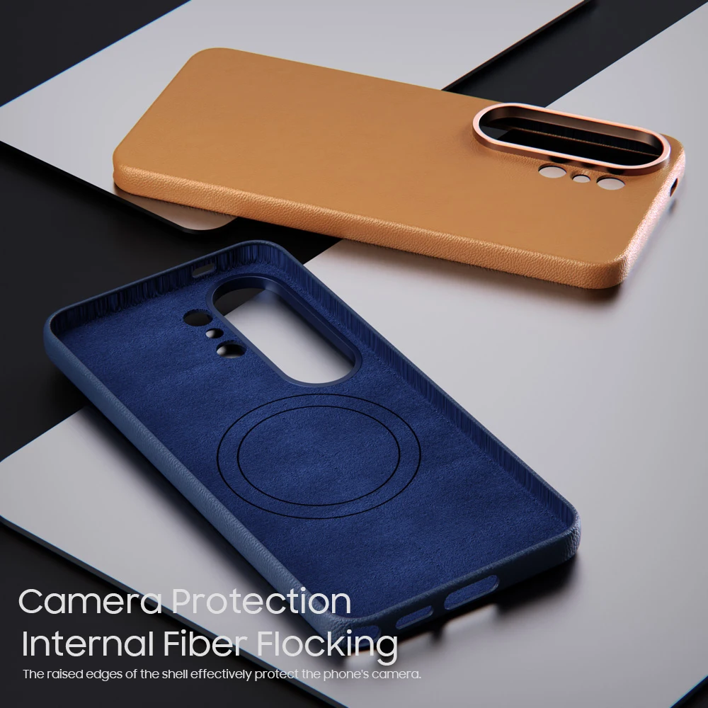 Premium Genuine Leather Protective Case - Strong Magnetic, Soft Touch, Shockproof Back Shell