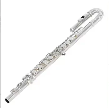 Silver Plated Flute Concert Instrument Curved Flute