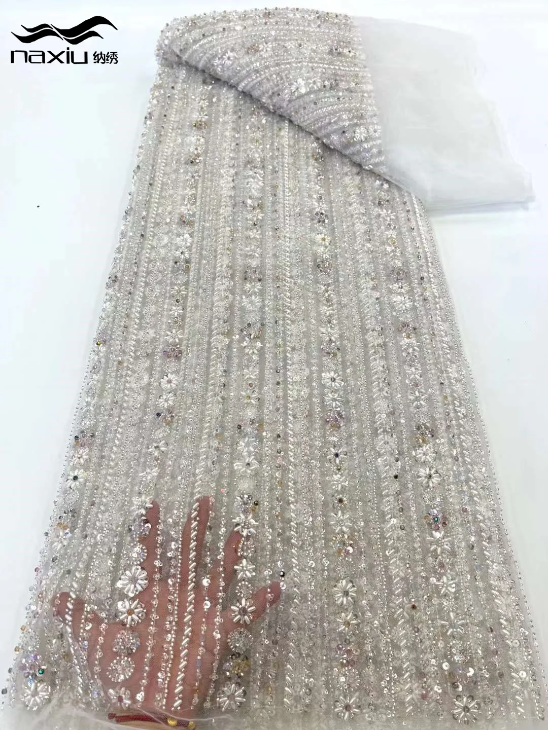 

Роскошная африканская Тяжелая бисерная свадебная ткань Madison, 2024 Высококачественная стандартная Французская ткань для фотоплатья 4 кг/5Y