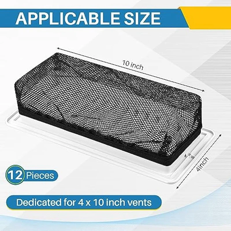 12Pcs Floor Register Trap Cover Vent Screen For Home Mesh Elastic Band Filter Floor Air-Vent Mesh Cover,4 X 10Inch Easy To Use 6