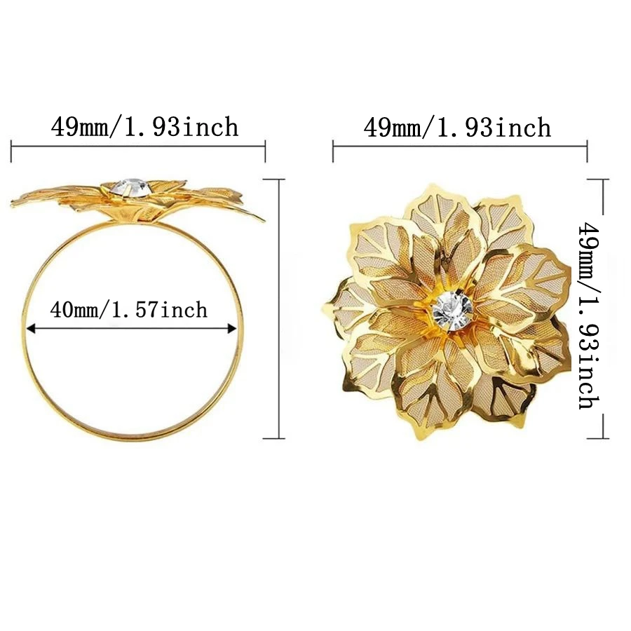 Exquisite Flower Napkin Rings 6pcs