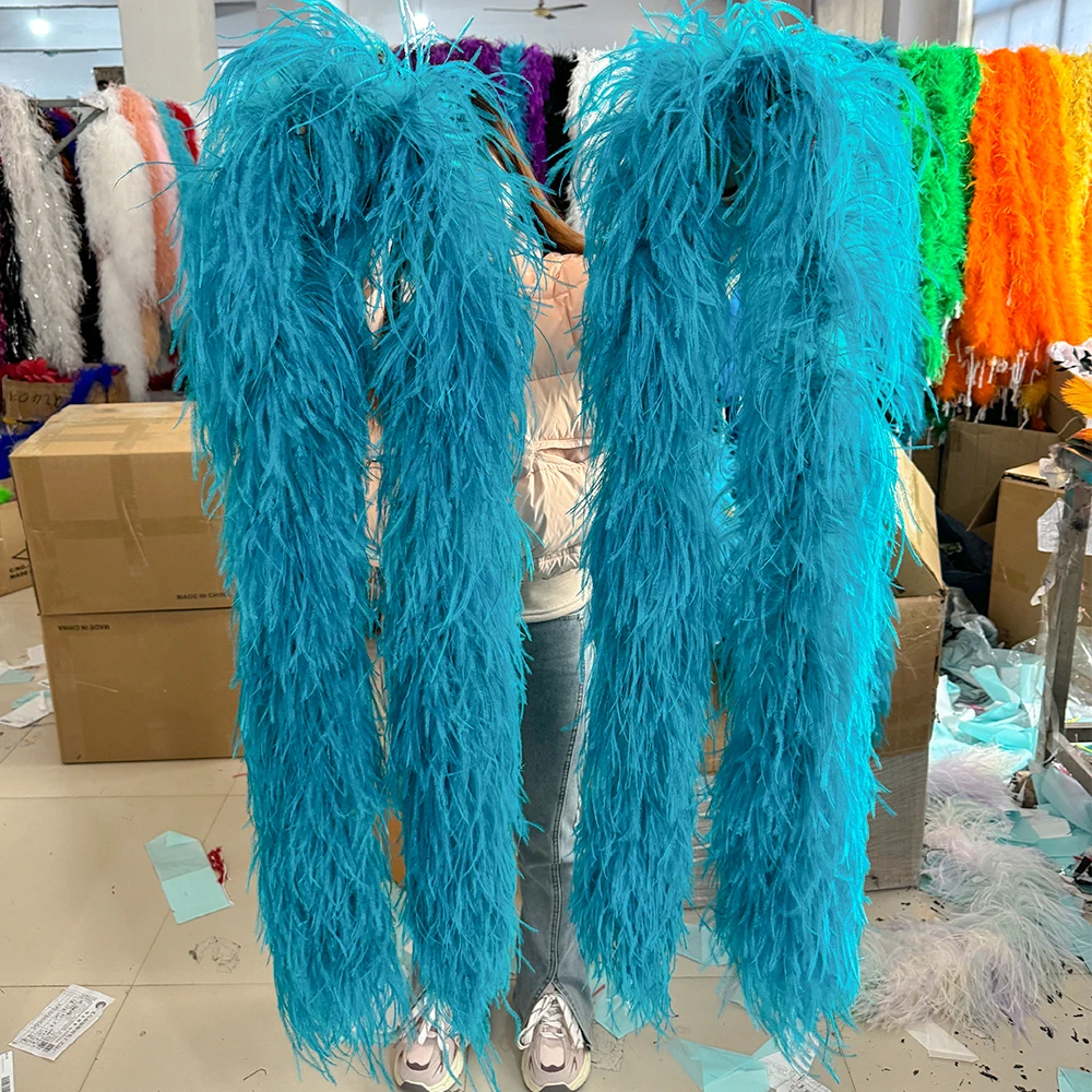 

6ply 8ply 10ply Ostrich feathers boa Scarf 2M 3M Fluffy Trims for Costume Party Dress Sewing Plumas Decoration Customized