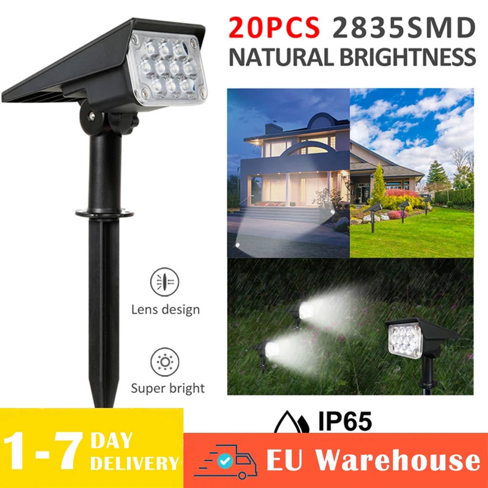 2pc Solar 4 LED Garden Lamp Spot Light Outdoor Lawn Landscape Spotlight Lighting