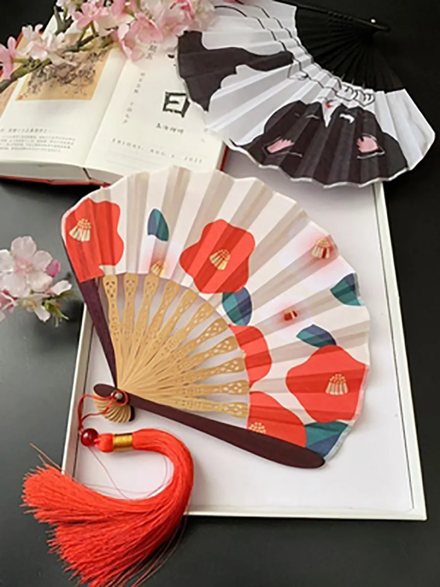 Portable Hand Painted Colorful Foldable Fan, Chinese Style Art Craft Gift, Wedding Party Decoration