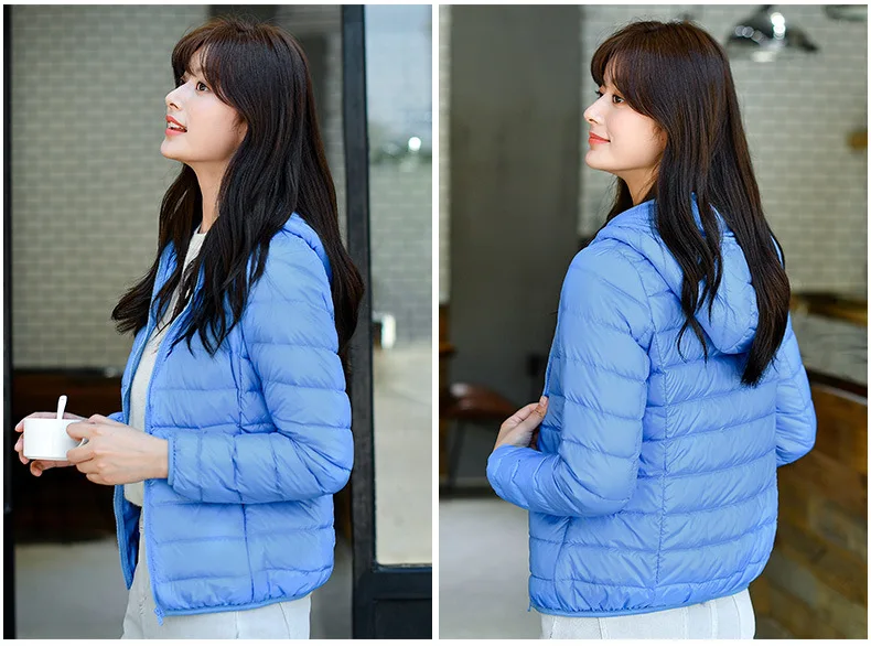15 Colors Women Ultra Lightweight Puffer Jacket 2023 New Korean Fashion Hooded Short Female Wind-Resistant Breathable Down Coat
