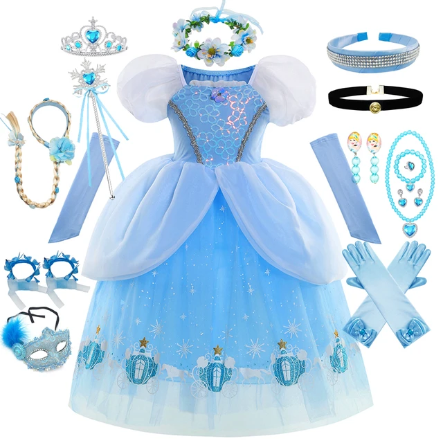 Disney Cinderela Princesa Cosplay Vestido Para Menina Crianças Vestido De  Baile Lantejoulas Carnaval Tutu Puff Malha Roupas Para Presente Aniversário  - Vestidos De Fantasia Para Crianças - AliExpress