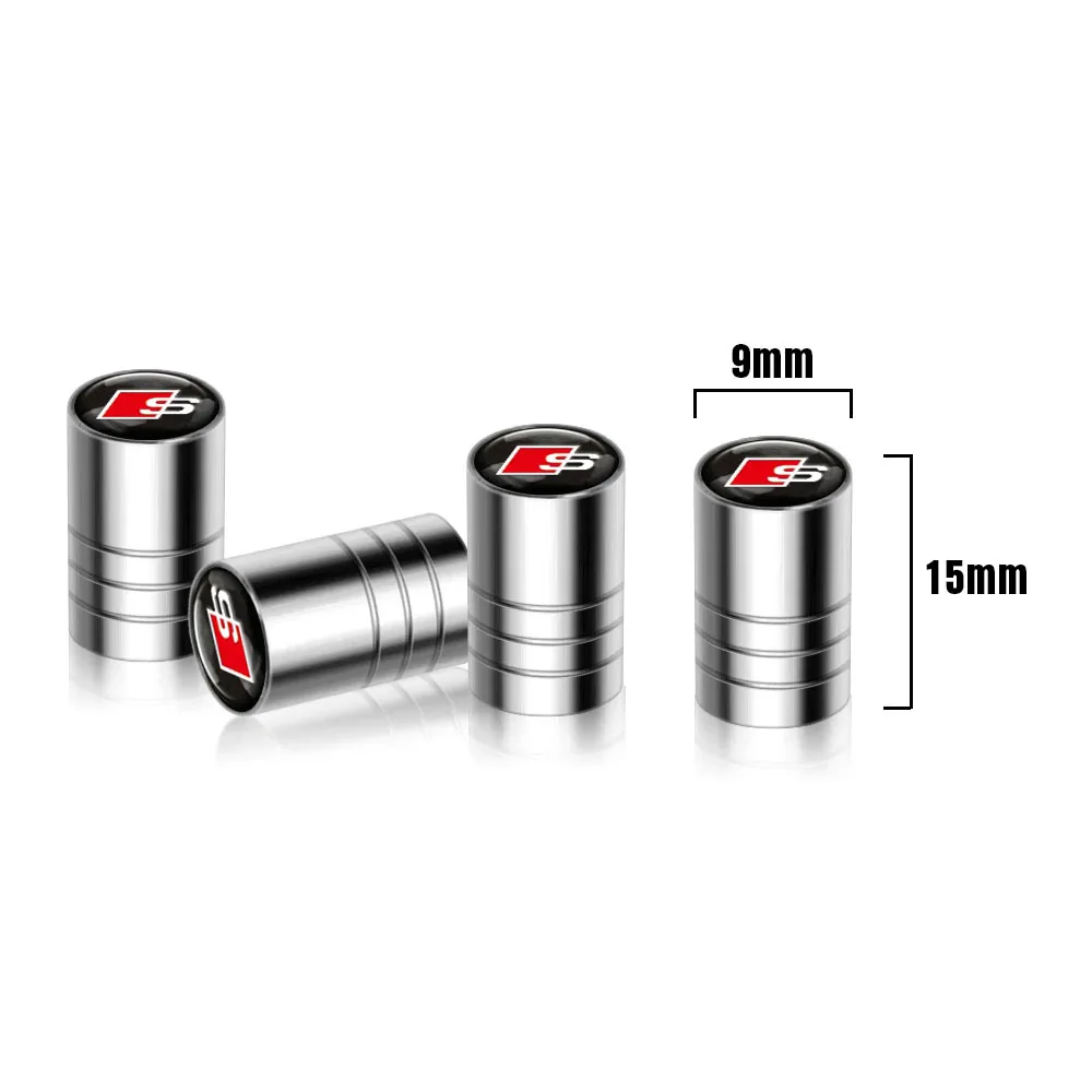 4-Piece Luxury Car Wheel Tire Valve Cap Set with Badge Emblem