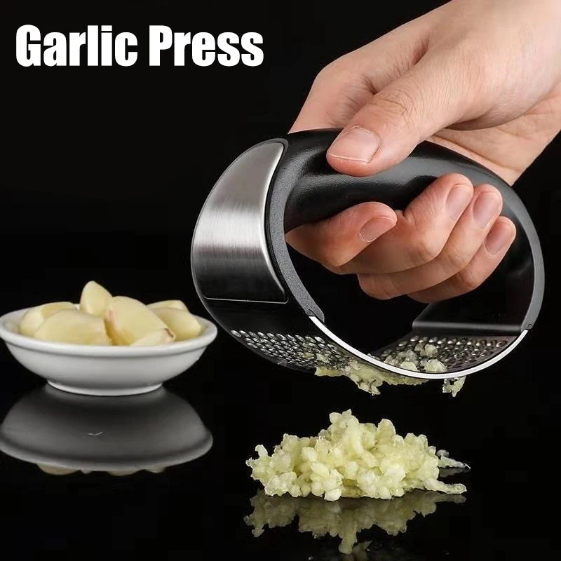 Manual Garlic Press Stainless Steel Garlic Mincer Fruit Vegetable Garlic Crusher Cooking Gadgets Useful Things for Kitchen