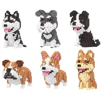 Building Blocks Set Collie Husky Bulldog Corgi Schnauzer 3D Model Animal Dog Mini Diy Bricks Figure Toys For Kid Chirstmas Gifts 1