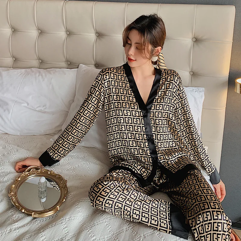 nightwear set for ladies Silk Pajamas Plus Size Women Solid Cute Pajamas for Women Summer Nightwear Pajama Two Piece Set Satin Silk Pyjamas Loungewear pj sets Pajama Sets