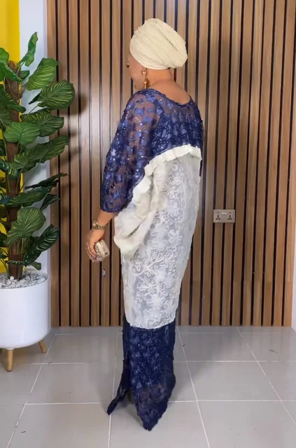 Yemisi Lace Side Slit Boubou Gown - Image 3