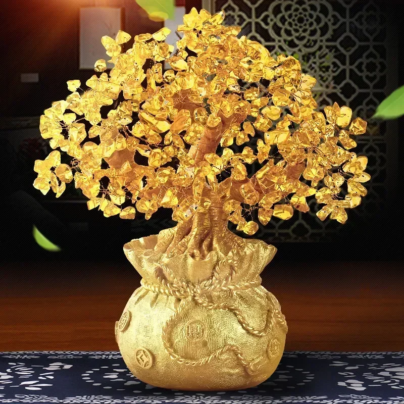 

Home Decoration Furnishing Resin Crystal DIY Money Tree Ornament Store Office Livingroom Lucky Figurines Crafts Art Wedding Gift