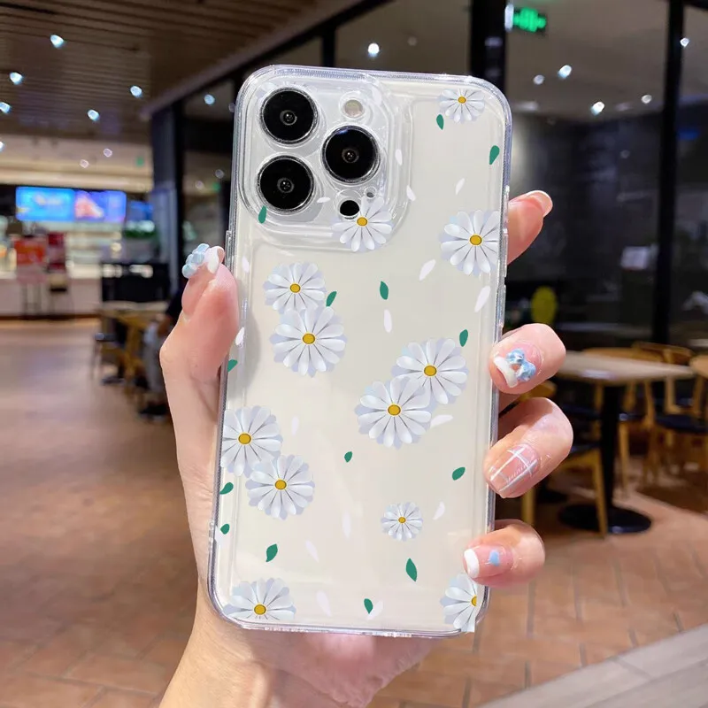 Daisy Flower Clear Silicone Phone Case Cover