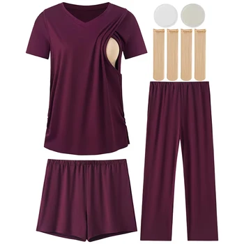 Maternity Postpartum Nursing Clothes Breastfeeding Casual Wear Suit Maternity Pajamas Home Wear Set