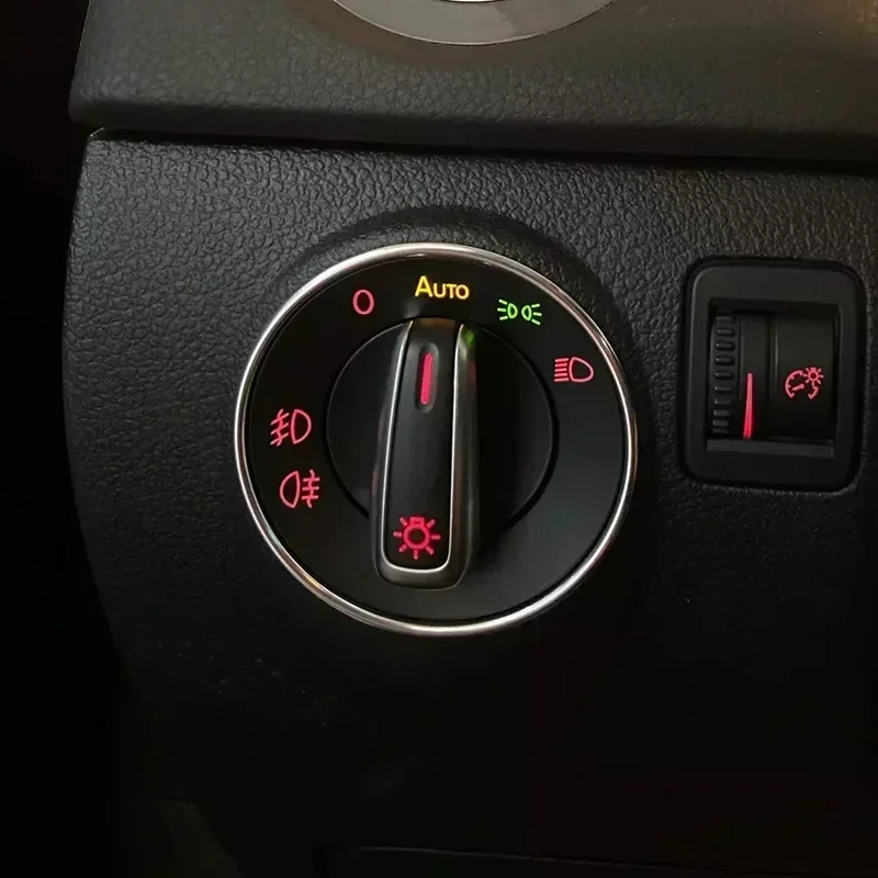 Car Headlight Switch Decorative Frame Trim Ring Sticker Fit for Volkswagen VW Golf Jett MK5 MK6 Passat B6 B7 CC Touran Tiguan car headlight switch trim