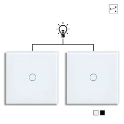 Sleek Dual Touch Wall Switch with Tempered Glass - EU Standard, Ideal (Type 1 - white)