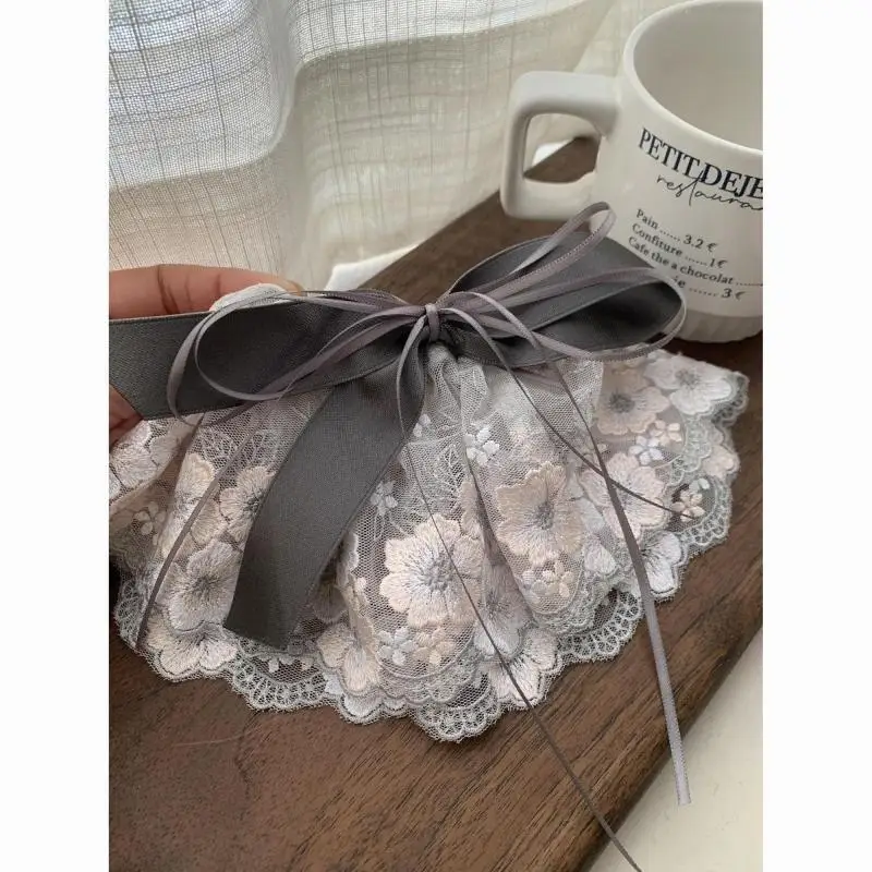 Fermaglio per Capelli a Fiocco in Pizzo, Fatto a Mano, Stile Vintage Coreano, Fiore, Resistente, Elegante Accessorio per Capelli da Donna, per Matrimoni - immagine 4
