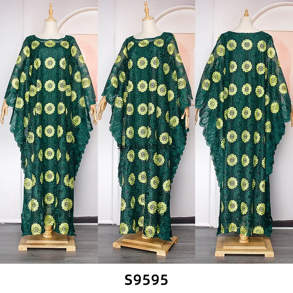 

Plus Size African Lace Dresses Elegant Women Traditional Dashiki Boubou Wedding Party Hippie Gown Turkey Wears For Ladies