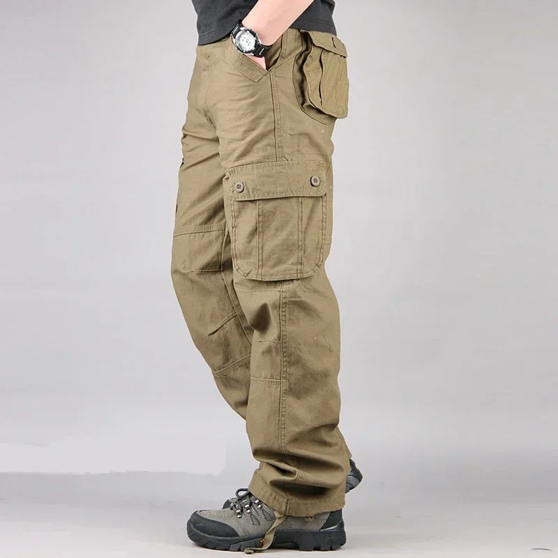 

Men's Cargo Pants Mens Casual Multi Pockets Military Large Size 44 Tactical Pants Men Outwear Army Straight Slacks Long Trousers