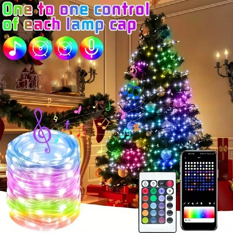 WS2812 LED String Light USB 5V Smart IC Party Christmas Fairy Lights Garland Decorations Bluetooth 5-20m Addressable Dreamcolor