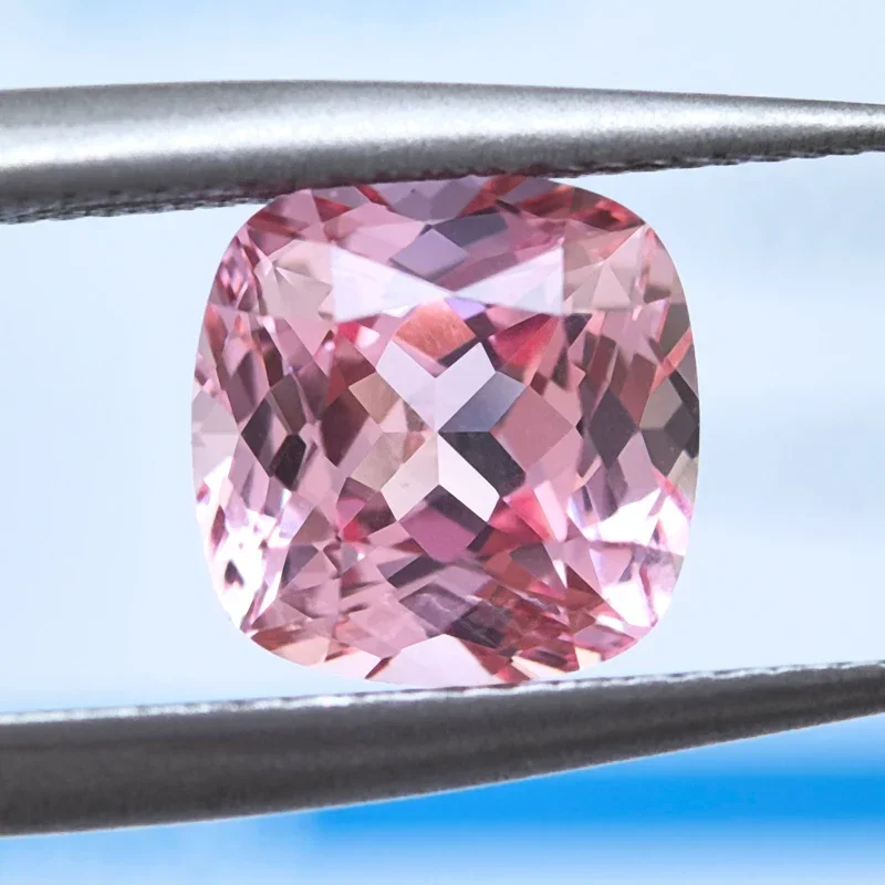 Lab Grown Sapphire Sunrise Pink Color Square Cushion VVS1 Charms Beads Diy Jewelry Making Materials Selectable AGL Certificate