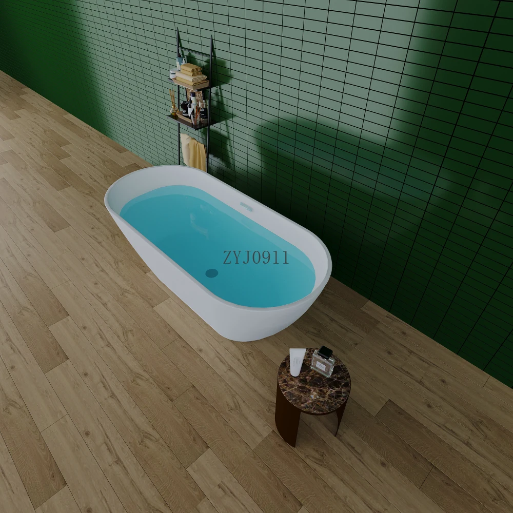 63" Shiny White Acrylic Freestanding Soaking Bathtub with Chrome Overflow and Drain, cUPC Certified-63*28.8 22A09-63