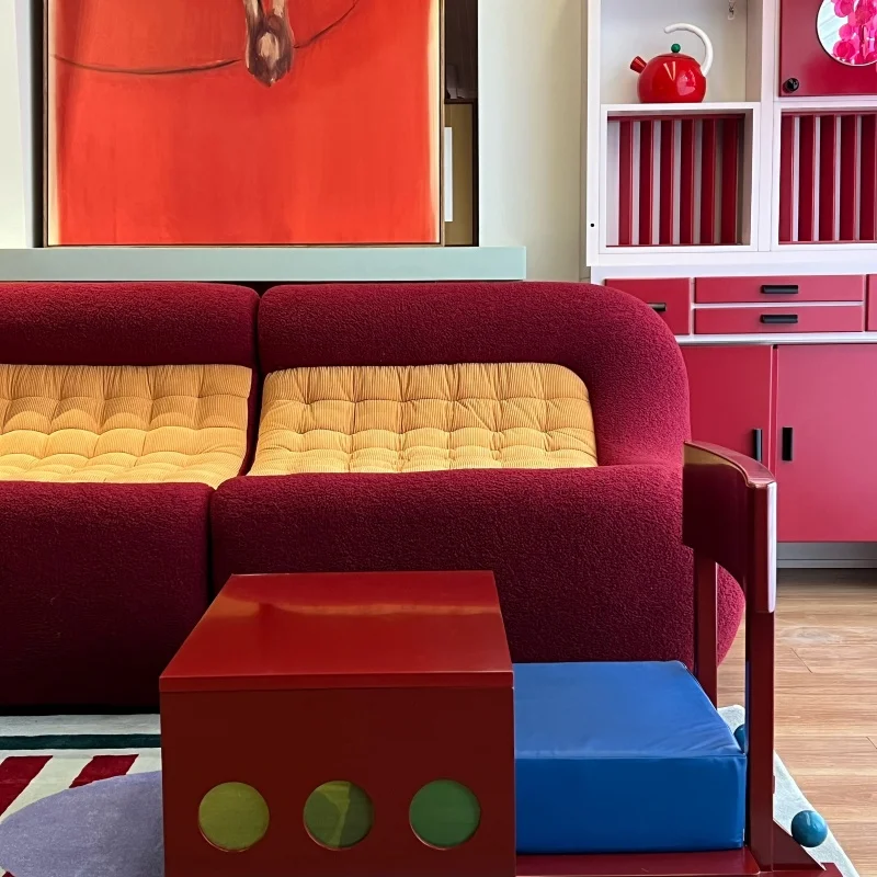 Fu Fa Fa antique style lamb wool contrasting module combination small apartment sofa living room bedroom 8