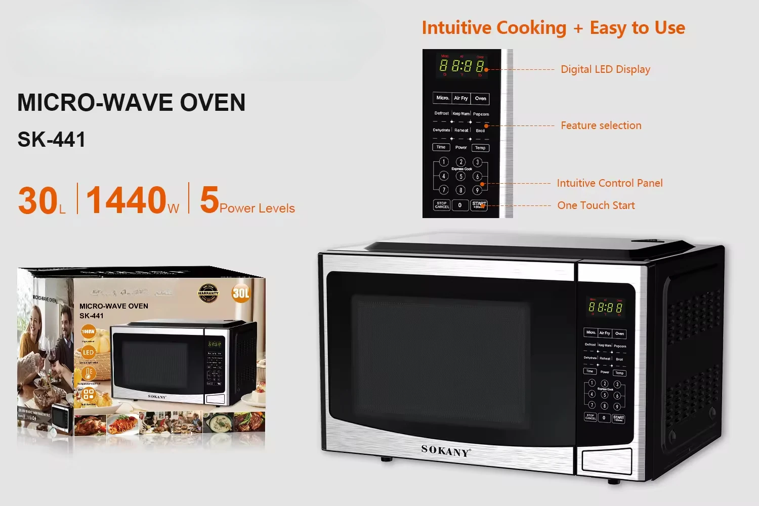 441 Factory Hot Sale Smart Microwave Oven Small Appliances 50.3x39.7x29.2cm 3