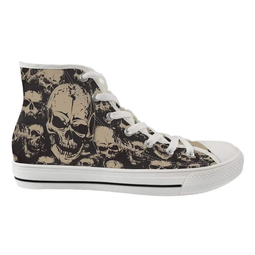 Men's Vulcanized Shoes Classic Superstar High Top Canvas Shoes Gothic Skull Print Men Flats Sneakers Chaussure Homme