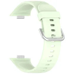 Soft and Durable Silicone Watch Strap with Silvery Metal Buckle for Huawei Fit 4 3 (6 official green)