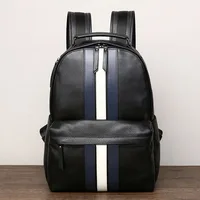 2024 New Design Fashion Men Backpack Brown Genuine Leather Laptop Backpack Schoolbag Boys Day Bag Pack Male Travel Bags Large 1